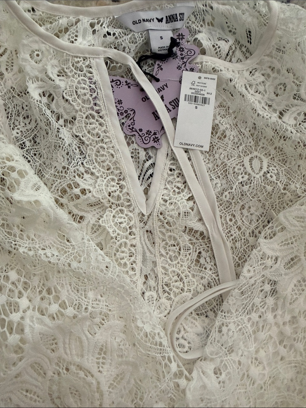 Old Navy White Lace Tie-Front Chemise Top in Sea Salt